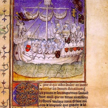 Le Canarien (El canario). Manuscrito ilustrado de la crónica de la conquista de las islas Canarias, siglo XV por el barón normando Jean IV de Béthencourt.