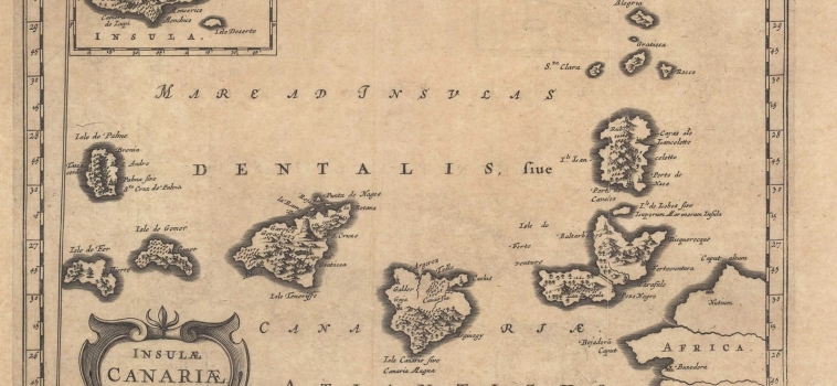Mapa de las Islas Canarias, Madeira, las Islas Salvajes y parte de la costa de África