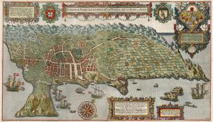 Angra, Isla Terceira, Azores. Jan Huygen van Linschoten. 1595