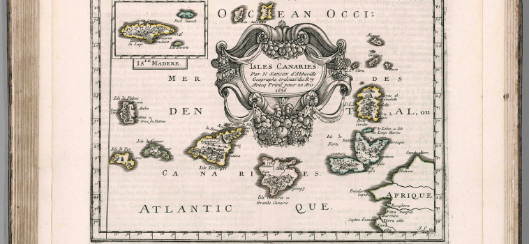 Mapa de las Islas Canarias, Madeira, las Islas Salvajes y parte de la costa de África